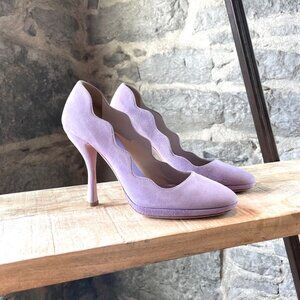 Prada Lilac Suede Scallop Pumps